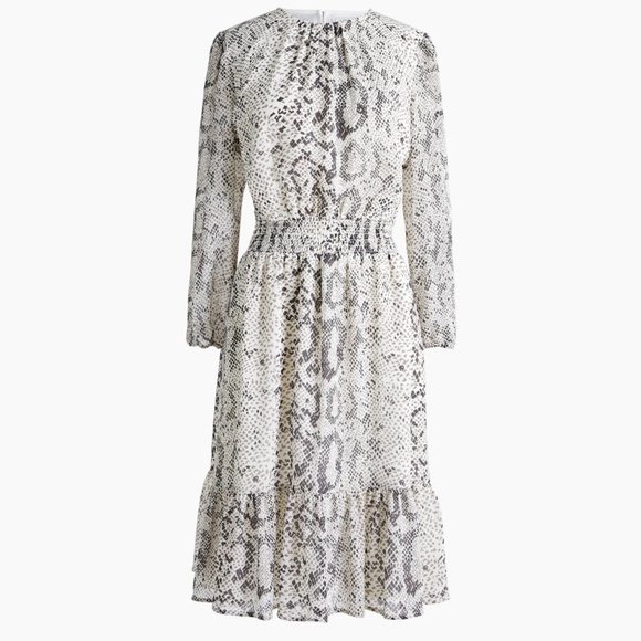 J. Crew Dresses & Skirts - J Crew - Snake Skin Smocked-Waist Dress S